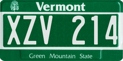 VT license plate XZV214