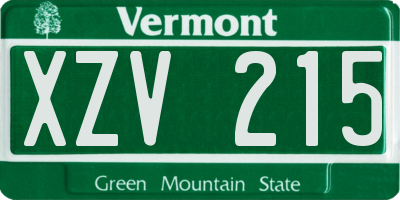 VT license plate XZV215