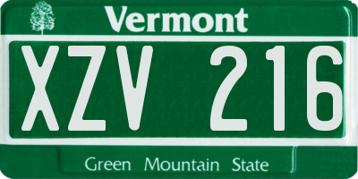 VT license plate XZV216