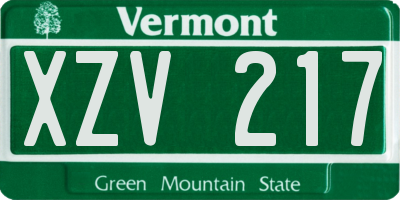 VT license plate XZV217