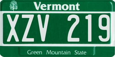 VT license plate XZV219