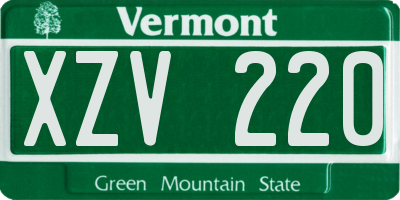 VT license plate XZV220