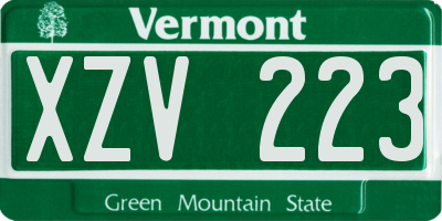 VT license plate XZV223