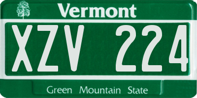 VT license plate XZV224