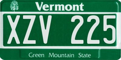 VT license plate XZV225
