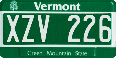 VT license plate XZV226