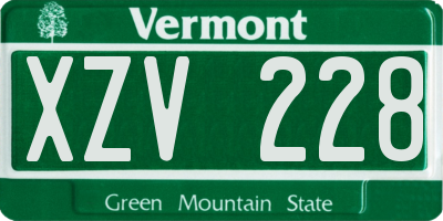 VT license plate XZV228