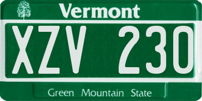 VT license plate XZV230