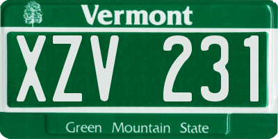 VT license plate XZV231