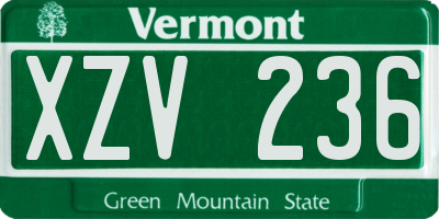 VT license plate XZV236