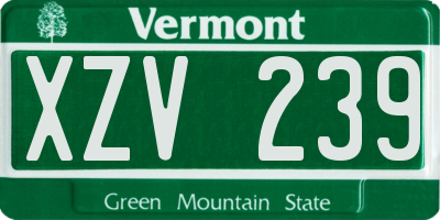 VT license plate XZV239