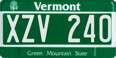 VT license plate XZV240