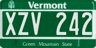 VT license plate XZV242