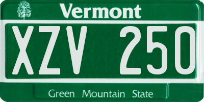 VT license plate XZV250