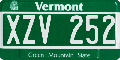 VT license plate XZV252