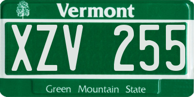 VT license plate XZV255