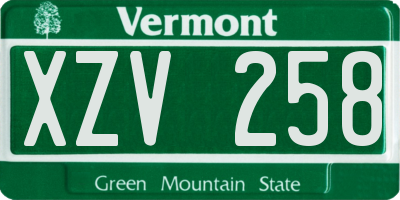 VT license plate XZV258