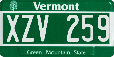 VT license plate XZV259