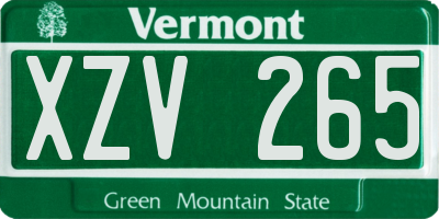 VT license plate XZV265