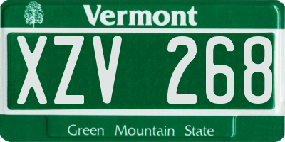 VT license plate XZV268