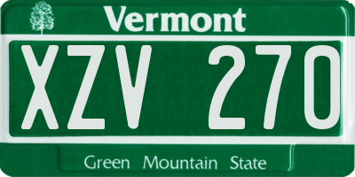 VT license plate XZV270
