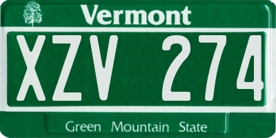 VT license plate XZV274