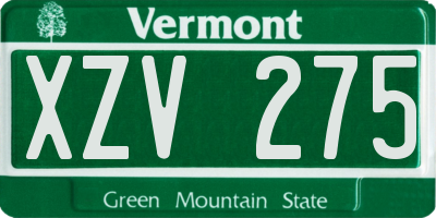 VT license plate XZV275