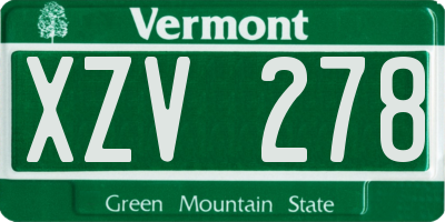 VT license plate XZV278