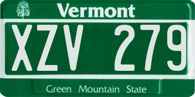 VT license plate XZV279