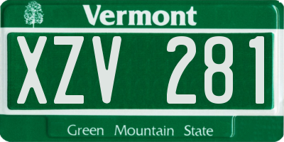 VT license plate XZV281