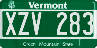 VT license plate XZV283