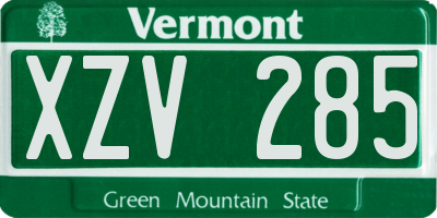 VT license plate XZV285