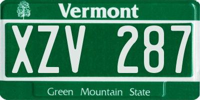 VT license plate XZV287