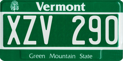 VT license plate XZV290