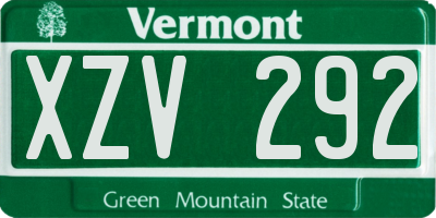VT license plate XZV292