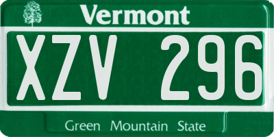 VT license plate XZV296