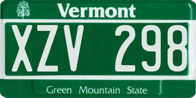 VT license plate XZV298