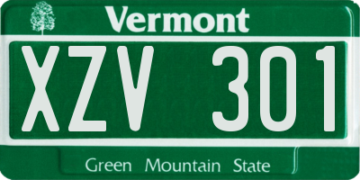 VT license plate XZV301