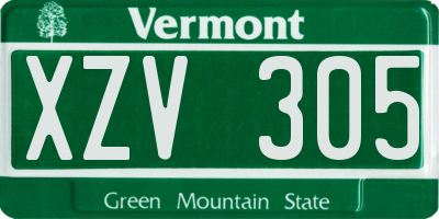 VT license plate XZV305