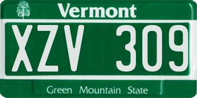 VT license plate XZV309