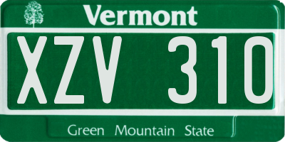 VT license plate XZV310