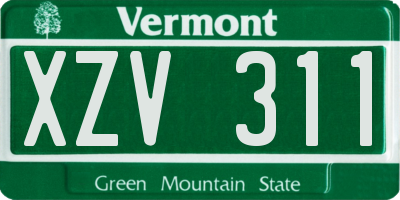 VT license plate XZV311