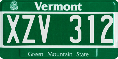 VT license plate XZV312