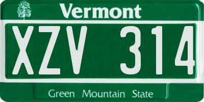 VT license plate XZV314