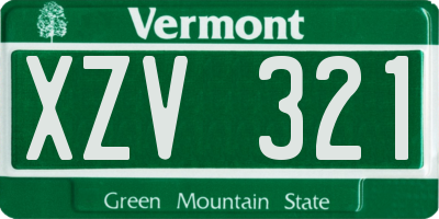 VT license plate XZV321