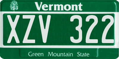 VT license plate XZV322