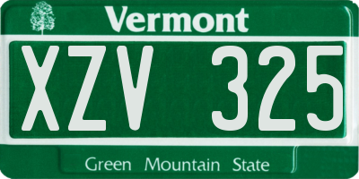 VT license plate XZV325