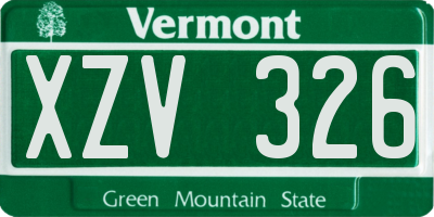 VT license plate XZV326