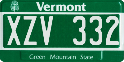 VT license plate XZV332