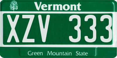 VT license plate XZV333